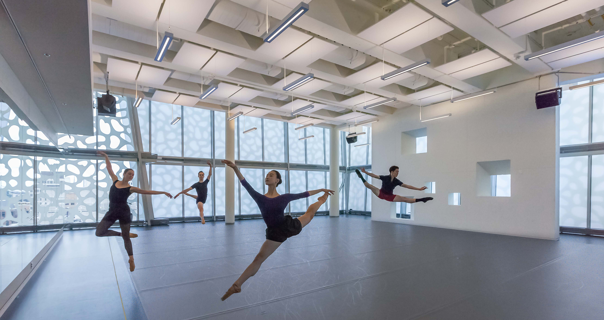 Dance studio with beautiful Solera panels diffusing natural light throughout.