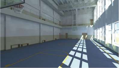 Gymnasium with standard vision glass - Radiance model