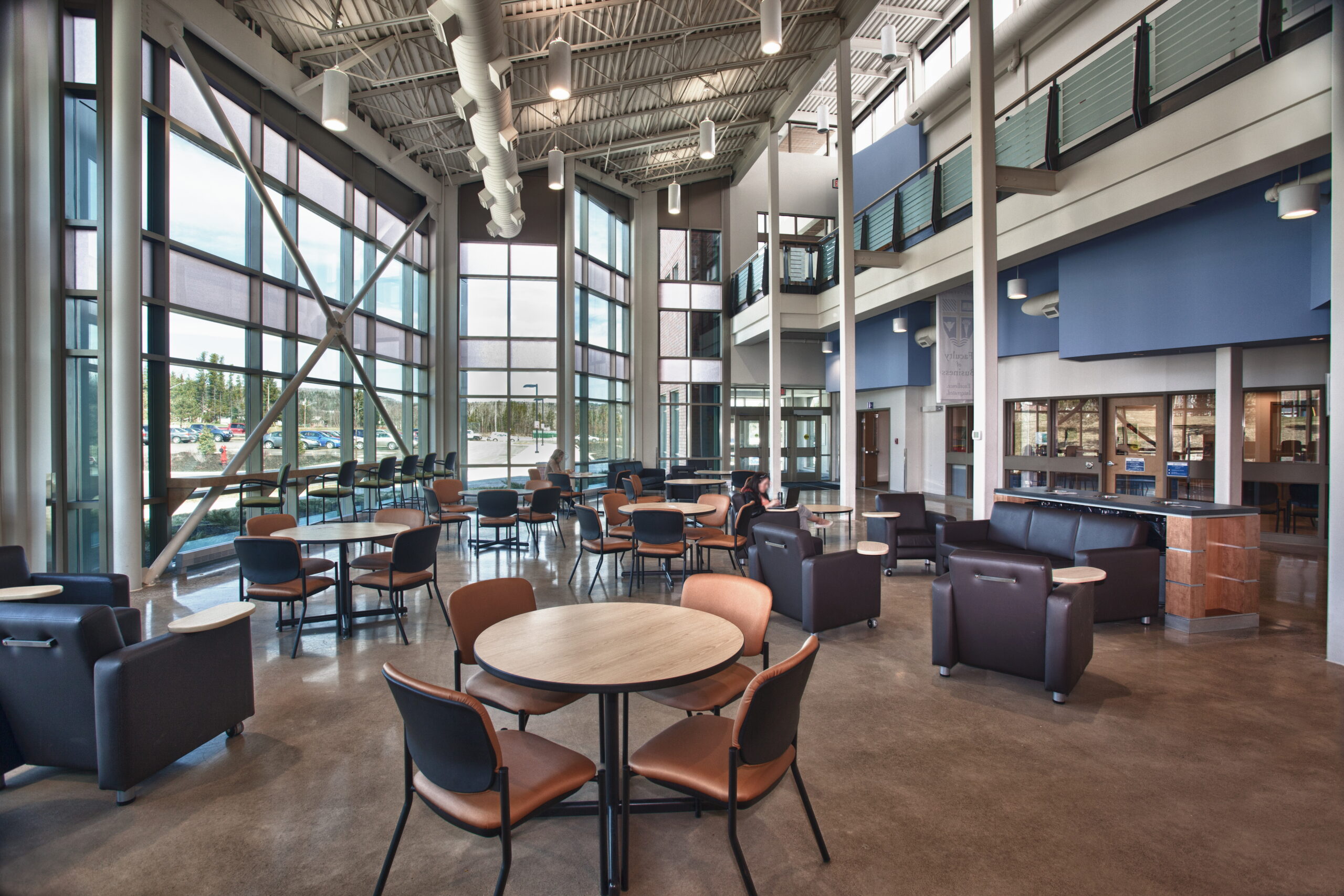 Crandall University daylit student lounge and atrium