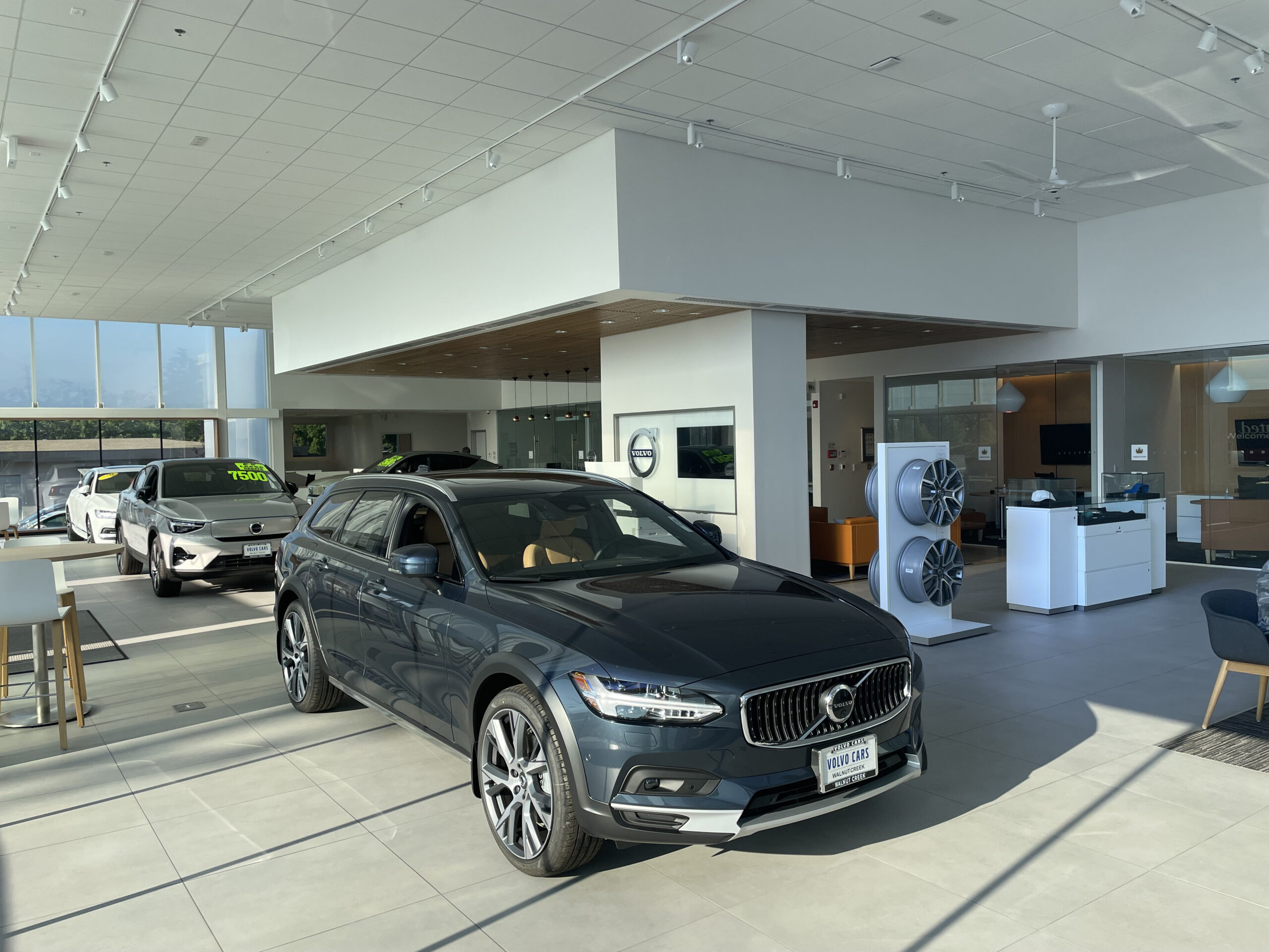 Volvo showroom with acid-etched glass