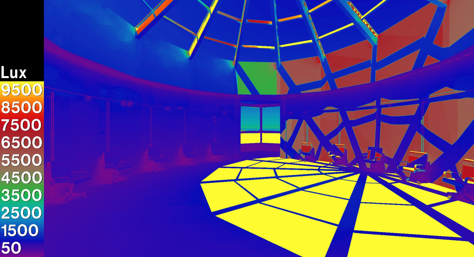 Toronto Raptors daylight model showing the vision glass condition in false colour